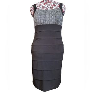 EnFocus Studio Sleeveless Ruffled Metallic Bodycon Midi Dress Size 12